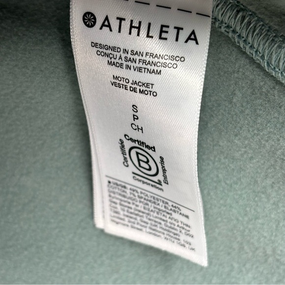 Athleta Small Tiffany Blue Work Out Moto Ribbed Jacket Zipper Front Zip Pockets - Picture 14 of 16